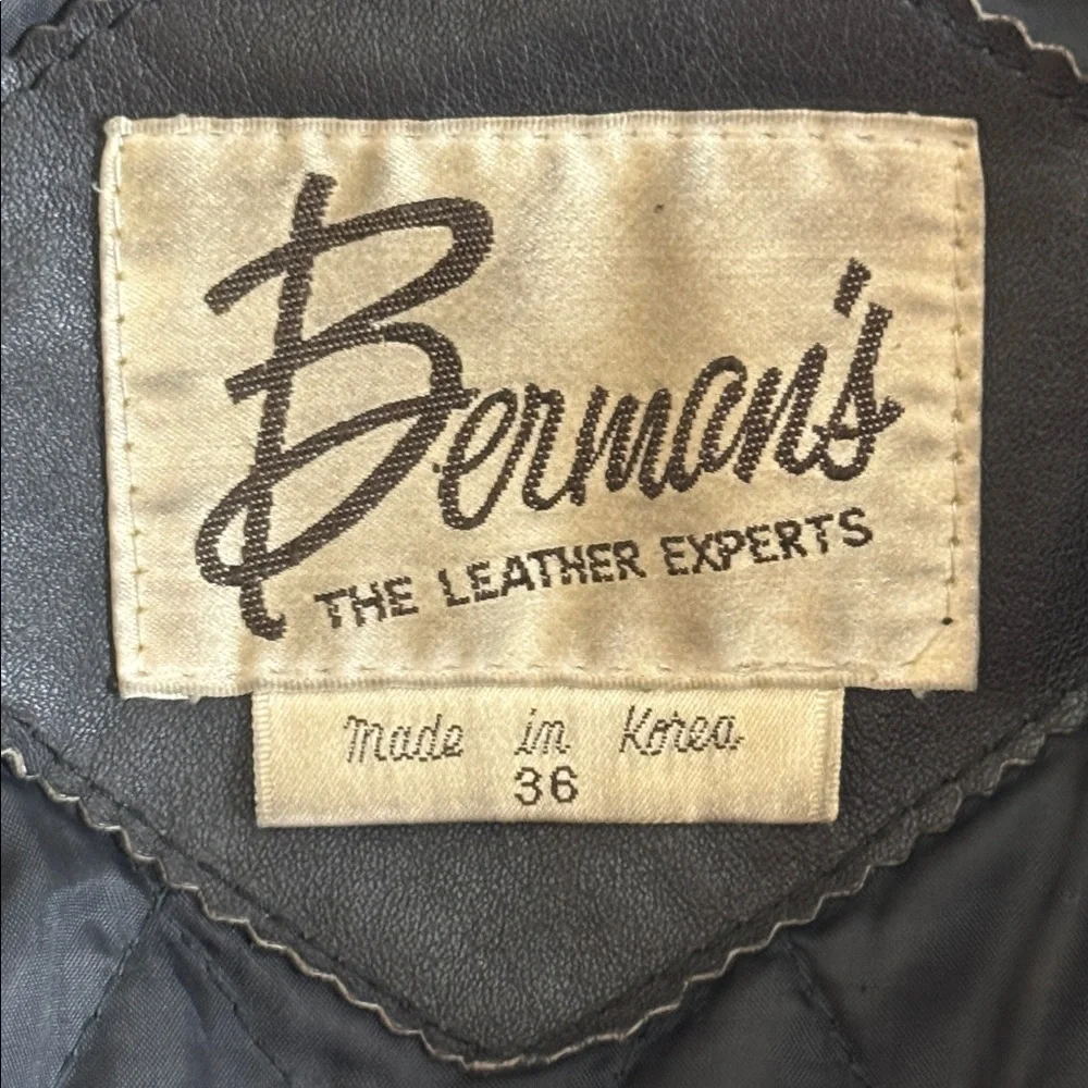 Vintage Berman’s leather moto motorcycle jacket size 36 unisex black - Picture 7 of 9